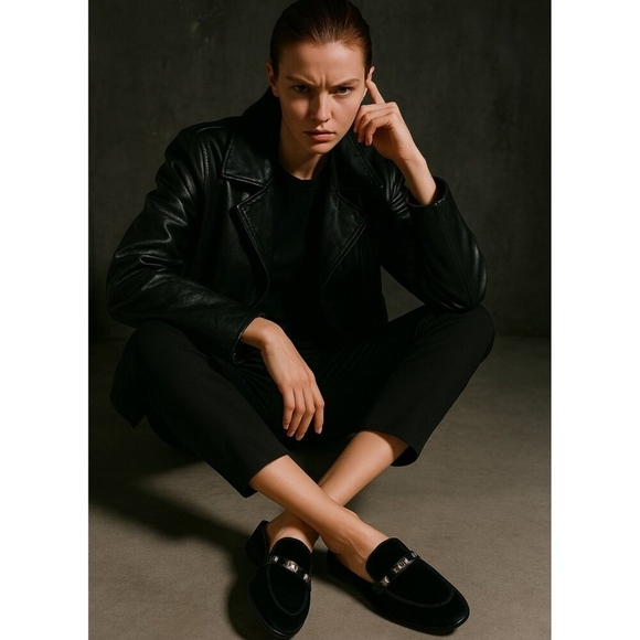 Marc Fisher Women's SZ 8.5 Wishing Mules Black Velvet Studded Slip On Loafers - Picture 11 of 12